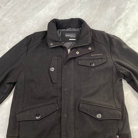 Men’s Rocawear Wool Blend Winter Jacket Zipper Coat Large - Picture 2 of 16